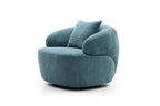 360° Swivel Mid Century Modern Curved Sofa, 1-Seat Cloud couch Boucle sofa Fabric Couch, Blue