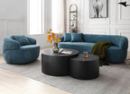 360° Swivel Mid Century Modern Curved Sofa, 1-Seat Cloud couch Boucle sofa Fabric Couch, Blue