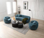 360° Swivel Mid Century Modern Curved Sofa, 1-Seat Cloud couch Boucle sofa Fabric Couch, Blue