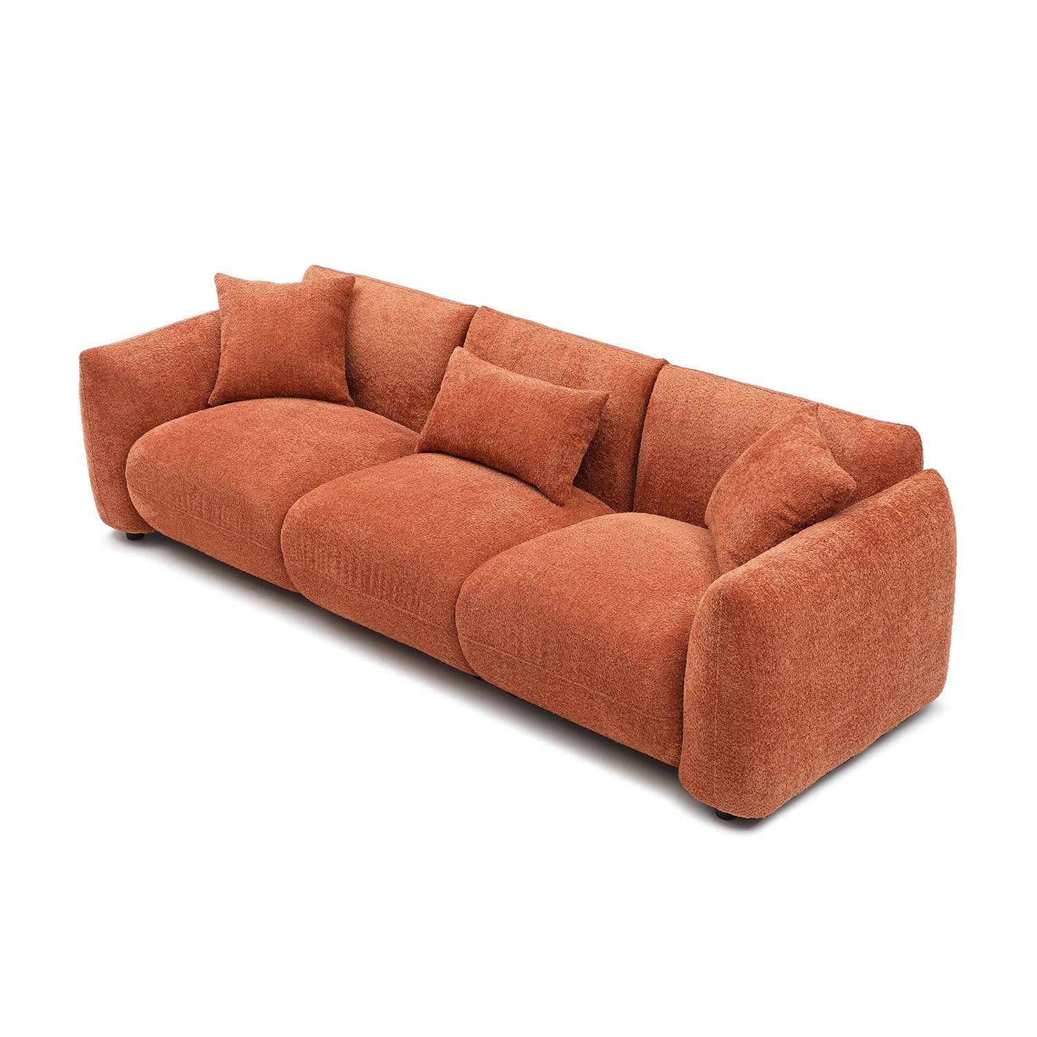 Burnt Orange Mid-Century Modern 3-Seater Sofa