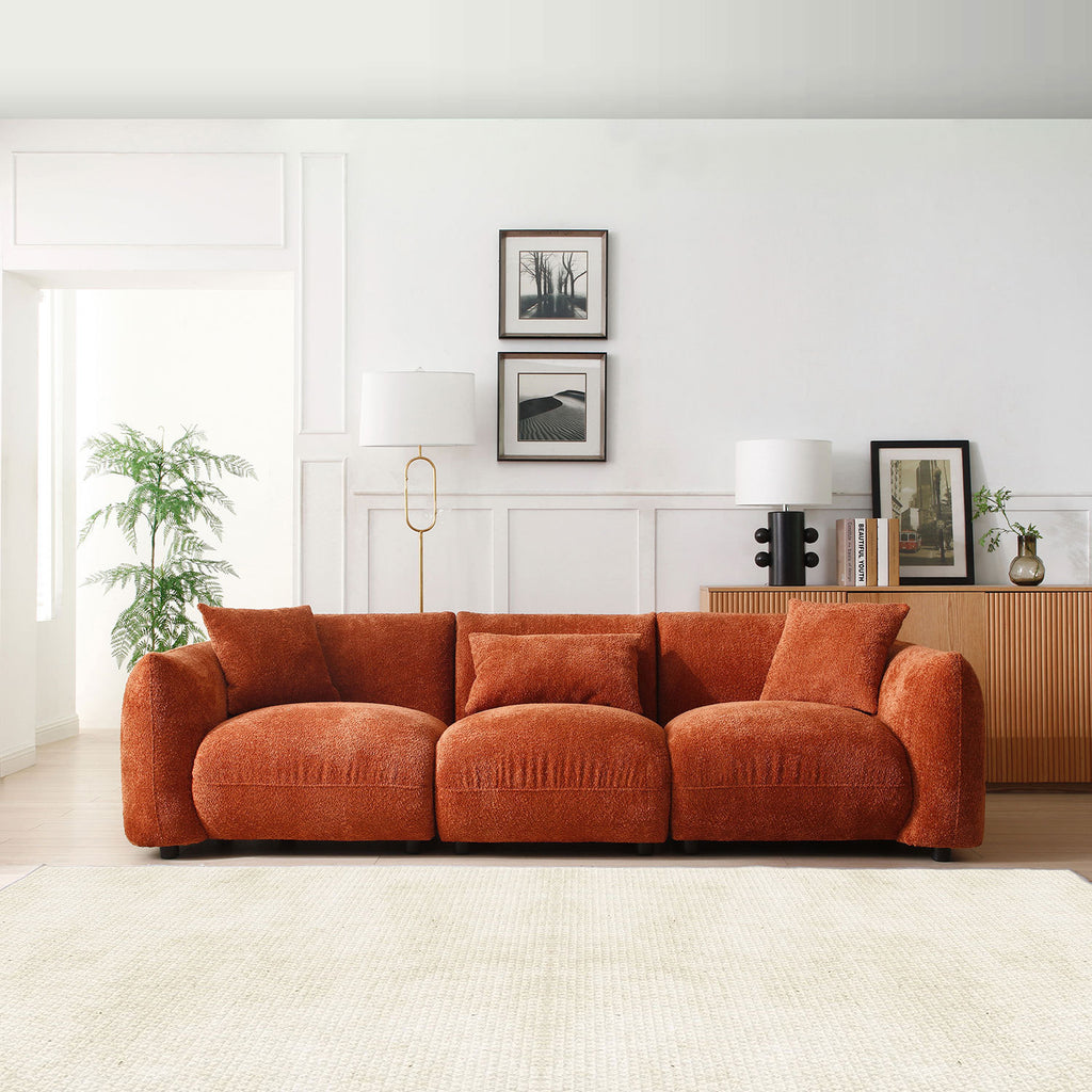 Burnt Orange Mid-Century Modern 3-Seater Sofa