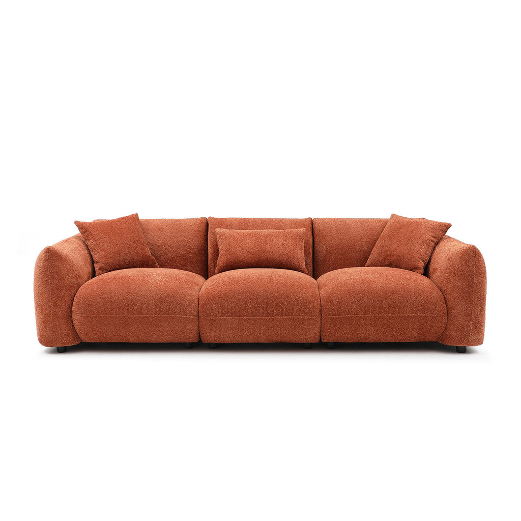 Burnt Orange Mid-Century Modern 3-Seater Sofa