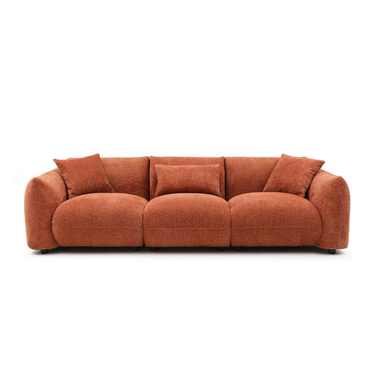 Burnt Orange Mid-Century Modern 3-Seater Sofa