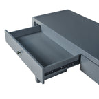 TREXM Curved Console Table with Storage, Wooden Entryway Table with 2 Drawers, Farmhouse Rustic Console Tables for Entryway, Hallway, Living Room, Navy