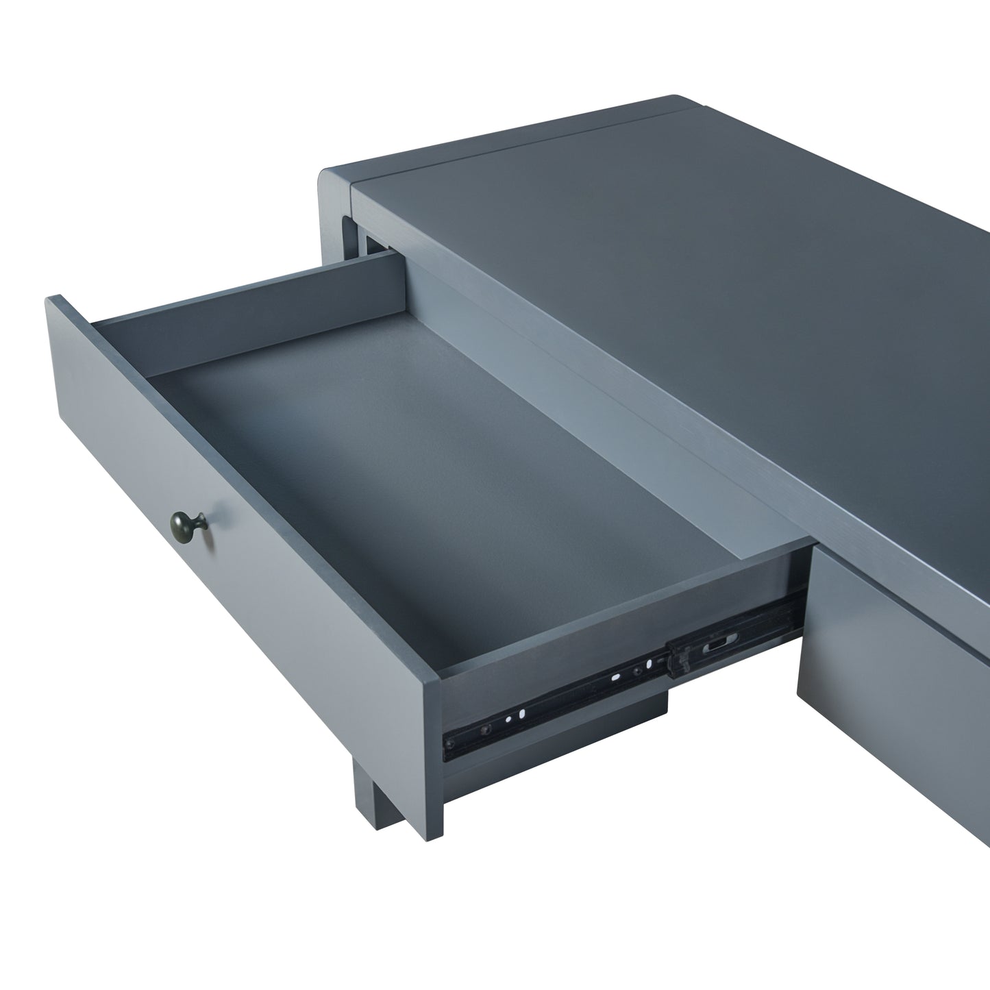 TREXM Curved Console Table with Storage, Wooden Entryway Table with 2 Drawers, Farmhouse Rustic Console Tables for Entryway, Hallway, Living Room, Navy