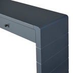 TREXM Curved Console Table with Storage, Wooden Entryway Table with 2 Drawers, Farmhouse Rustic Console Tables for Entryway, Hallway, Living Room, Navy