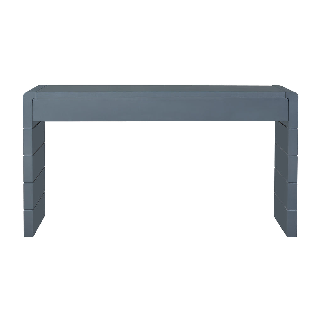 TREXM Curved Console Table with Storage, Wooden Entryway Table with 2 Drawers, Farmhouse Rustic Console Tables for Entryway, Hallway, Living Room, Navy