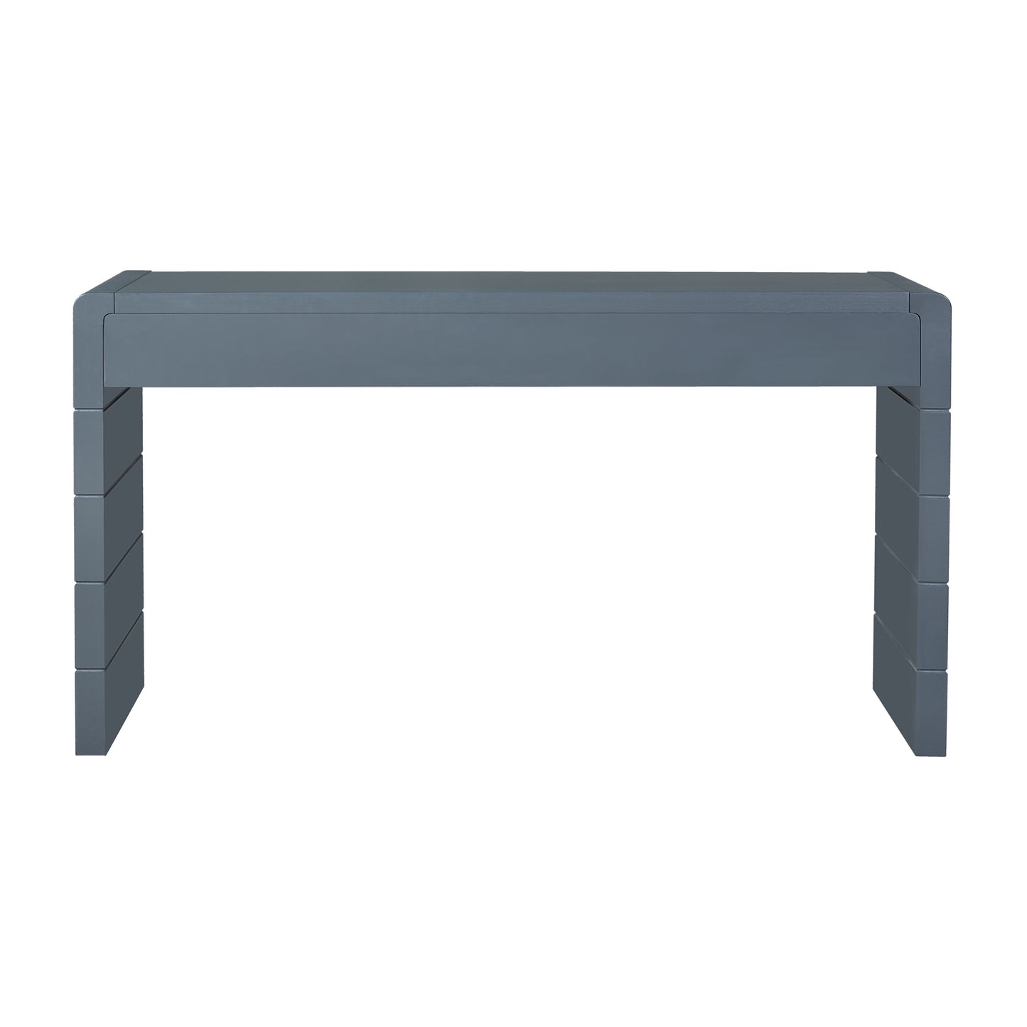 TREXM Curved Console Table with Storage, Wooden Entryway Table with 2 Drawers, Farmhouse Rustic Console Tables for Entryway, Hallway, Living Room, Navy