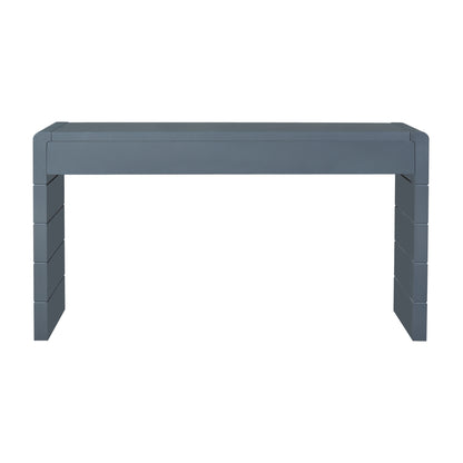 TREXM Curved Console Table with Storage, Wooden Entryway Table with 2 Drawers, Farmhouse Rustic Console Tables for Entryway, Hallway, Living Room, Navy