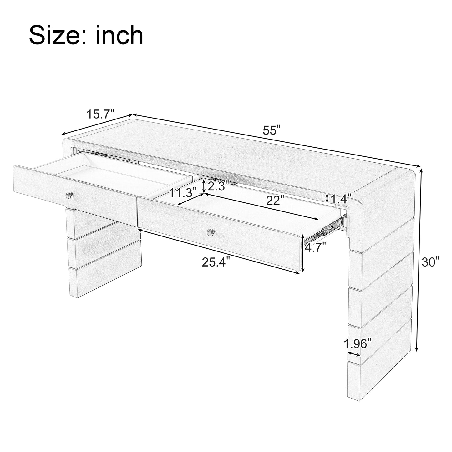 TREXM Curved Console Table with Storage, Wooden Entryway Table with 2 Drawers, Farmhouse Rustic Console Tables for Entryway, Hallway, Living Room, Navy