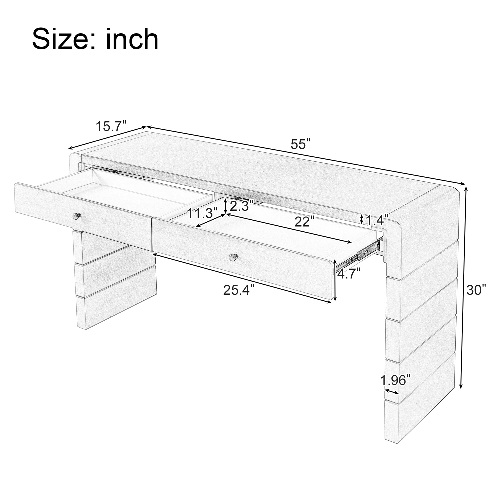 TREXM Curved Console Table with Storage, Wooden Entryway Table with 2 Drawers, Farmhouse Rustic Console Tables for Entryway, Hallway, Living Room, Navy