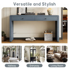 TREXM Curved Console Table with Storage, Wooden Entryway Table with 2 Drawers, Farmhouse Rustic Console Tables for Entryway, Hallway, Living Room, Navy