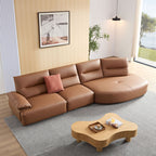 147.24'' Oversied Modern Sectional Curved Shaped Sofa Couch for Living Room,Upholstered 5-Seat Sofa Eco-leather Couch Set,Brown