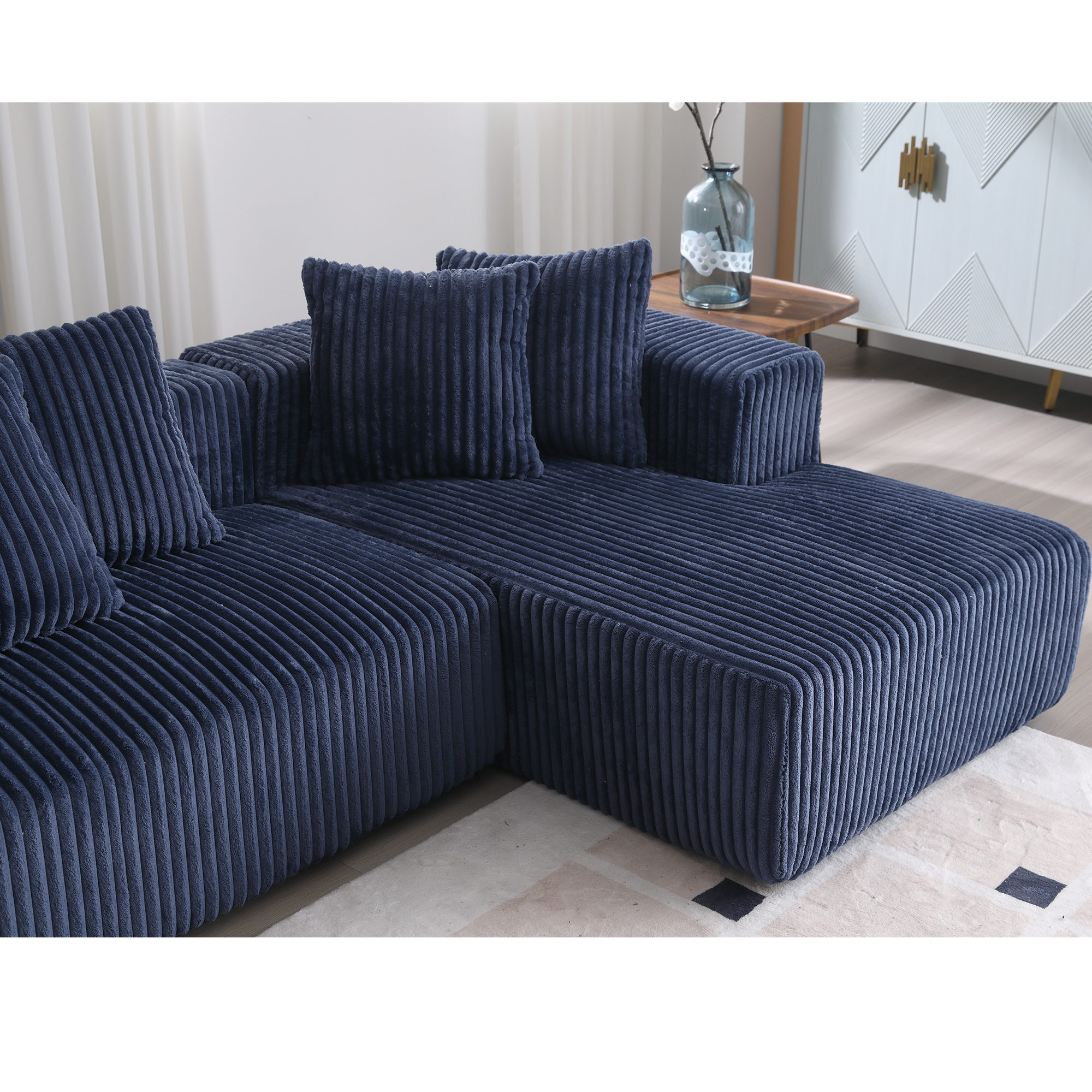 Customizable Plush Upholstered U-Shaped Sectional Sofa.