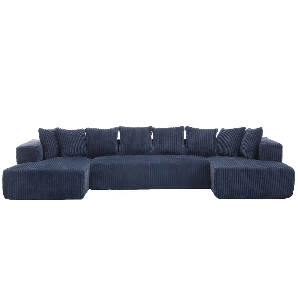 Customizable Plush Upholstered U-Shaped Sectional Sofa.