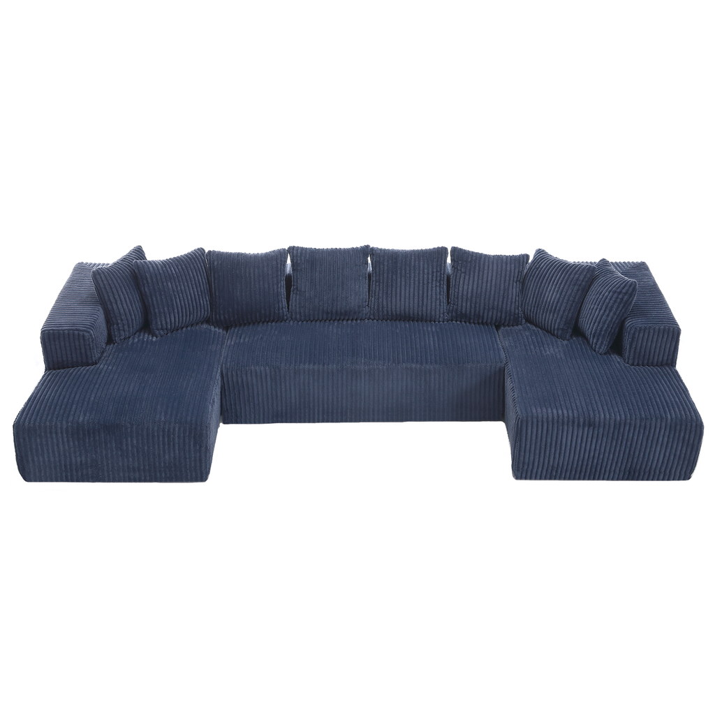 Customizable Plush Upholstered U-Shaped Sectional Sofa.