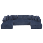 Customizable Plush Upholstered U-Shaped Sectional Sofa.