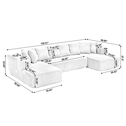 Oversized Modular Sectional Sofa, U-Shaped Sofa , Chaise Lounge, Upholstered 4 Seater, Free Combination Sofa