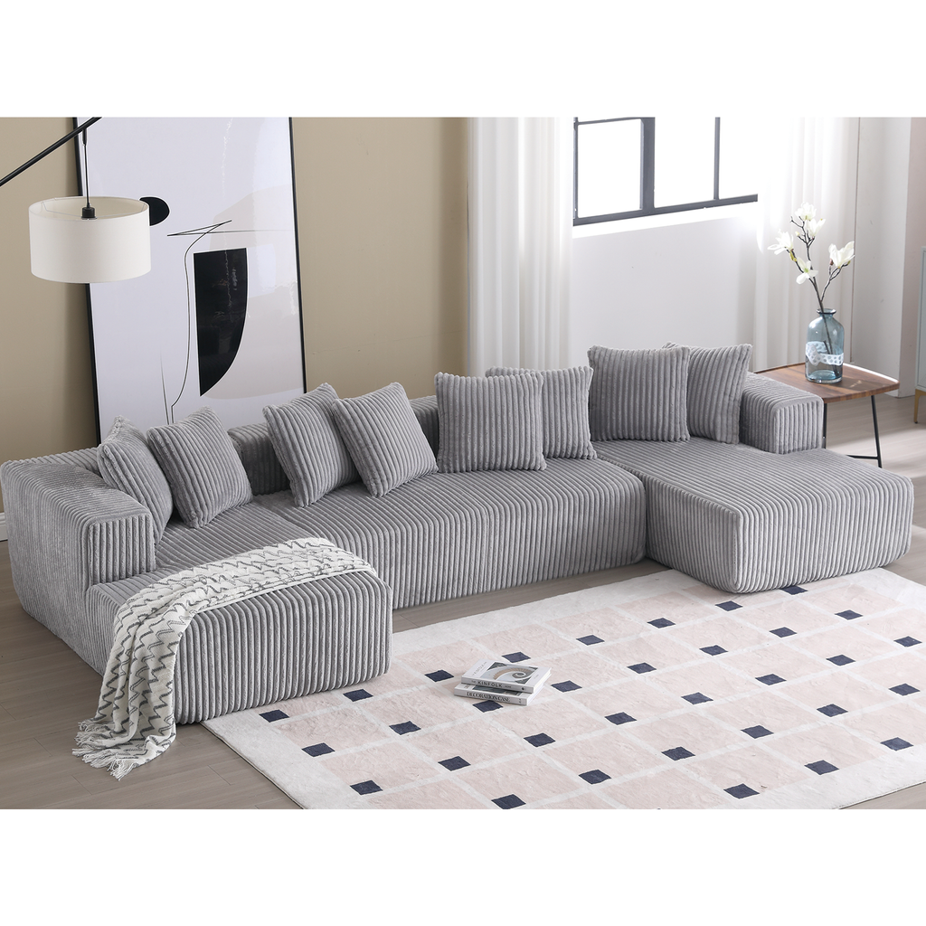 Customizable Plush Upholstered U-Shaped Sectional Sofa.