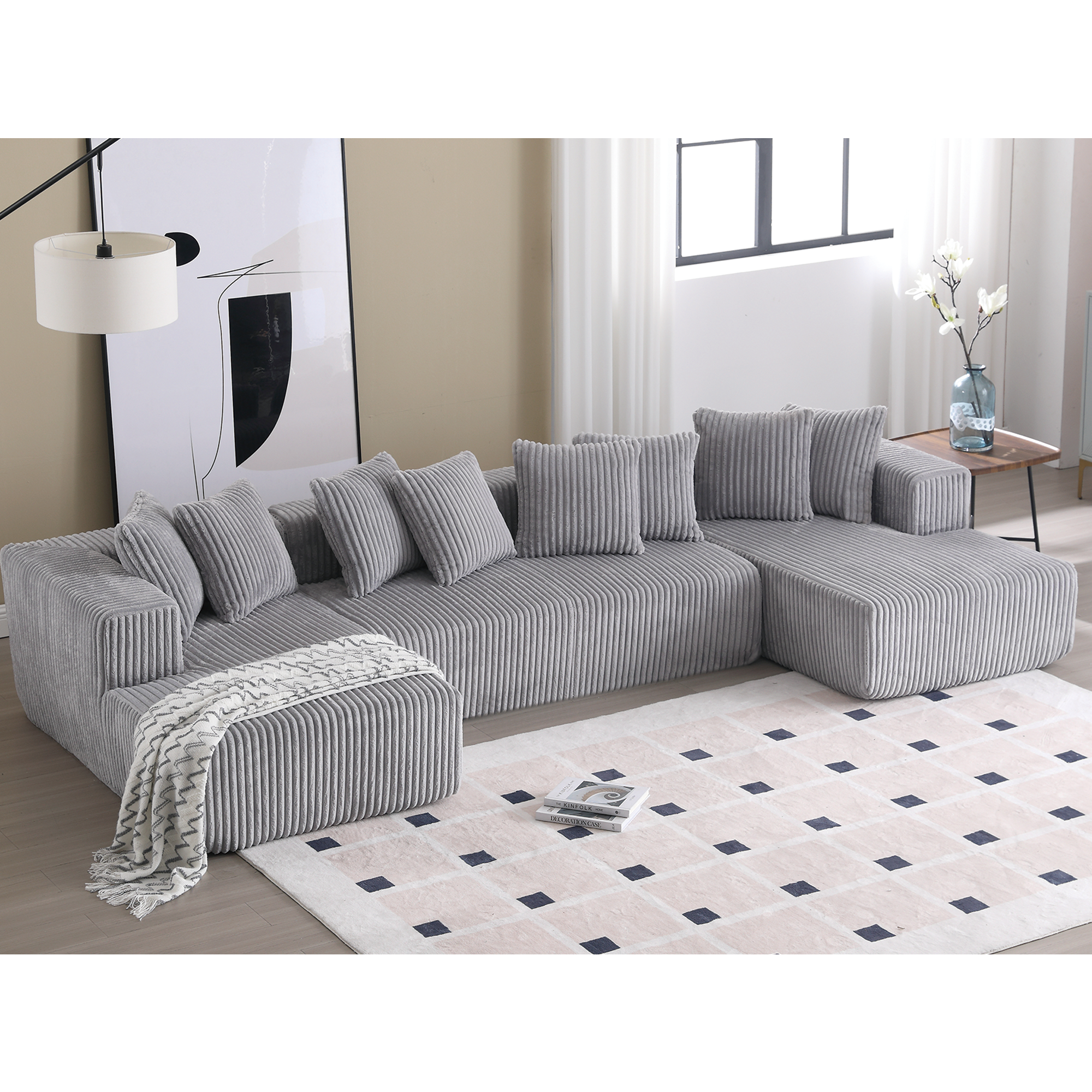 Oversized Modular Sectional Sofa, U-Shaped Sofa , Chaise Lounge, Upholstered 4 Seater, Free Combination Sofa