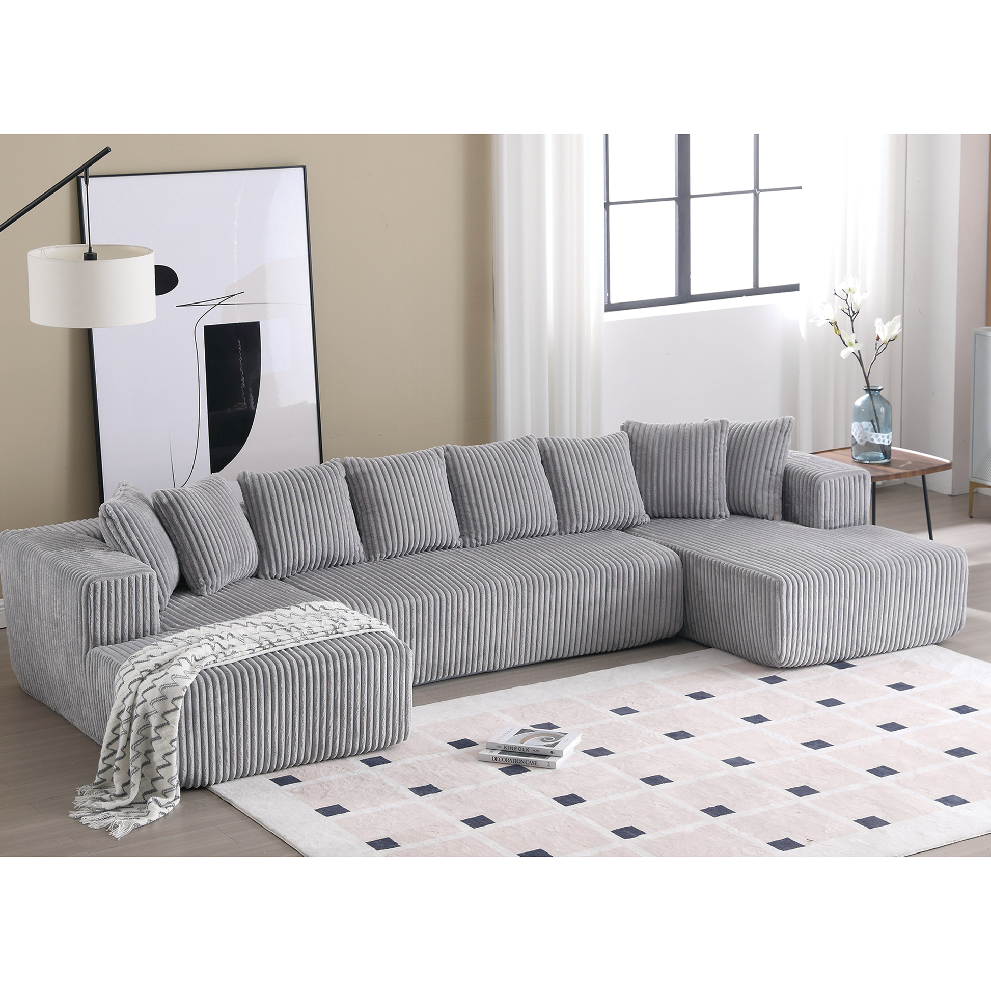 Oversized Modular Sectional Sofa, U-Shaped Sofa , Chaise Lounge, Upholstered 4 Seater, Free Combination Sofa