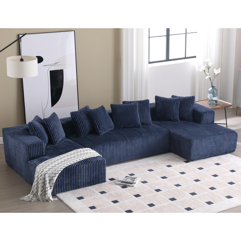 Customizable Plush Upholstered U-Shaped Sectional Sofa.
