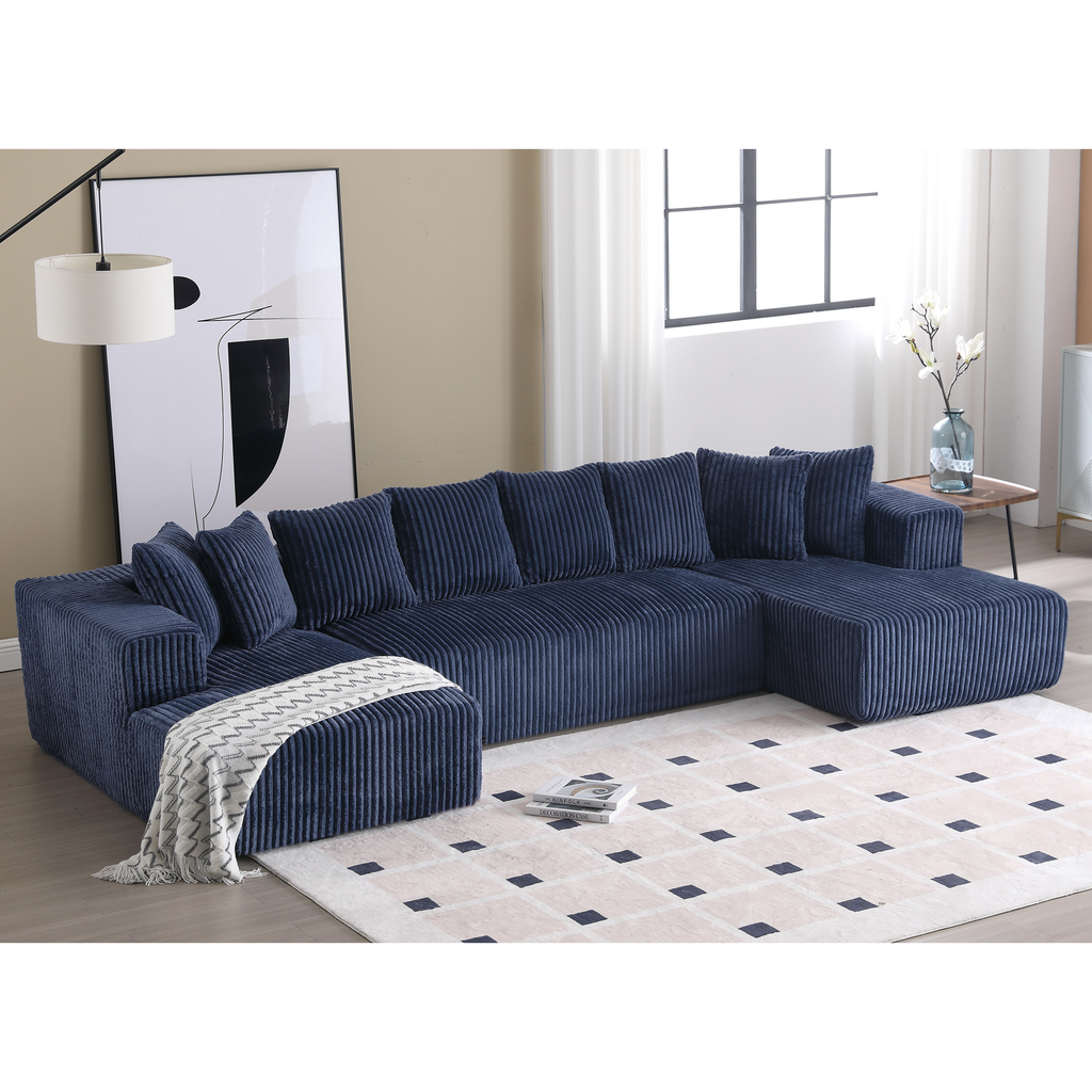 Customizable Plush Upholstered U-Shaped Sectional Sofa.