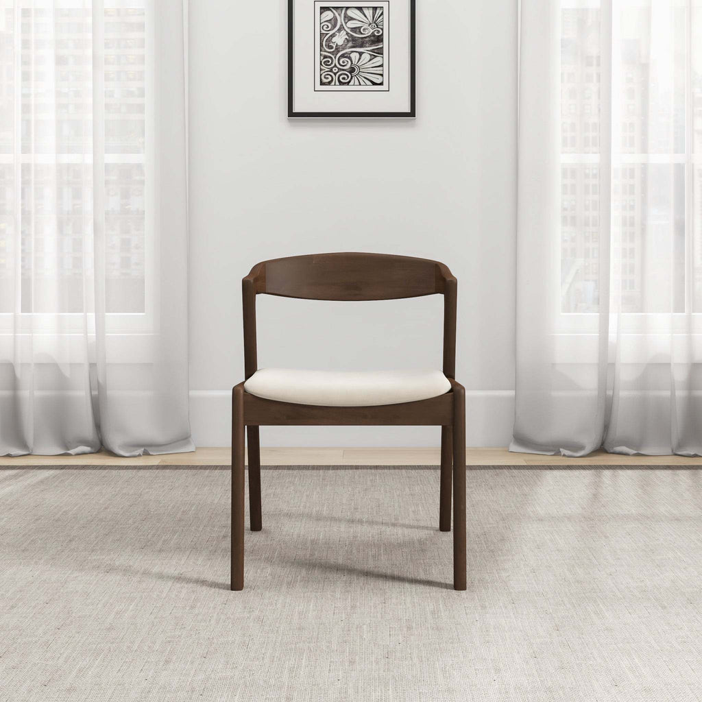 Dakota Solid Wood Cream Velvet Dining Chair (Set Of 2)