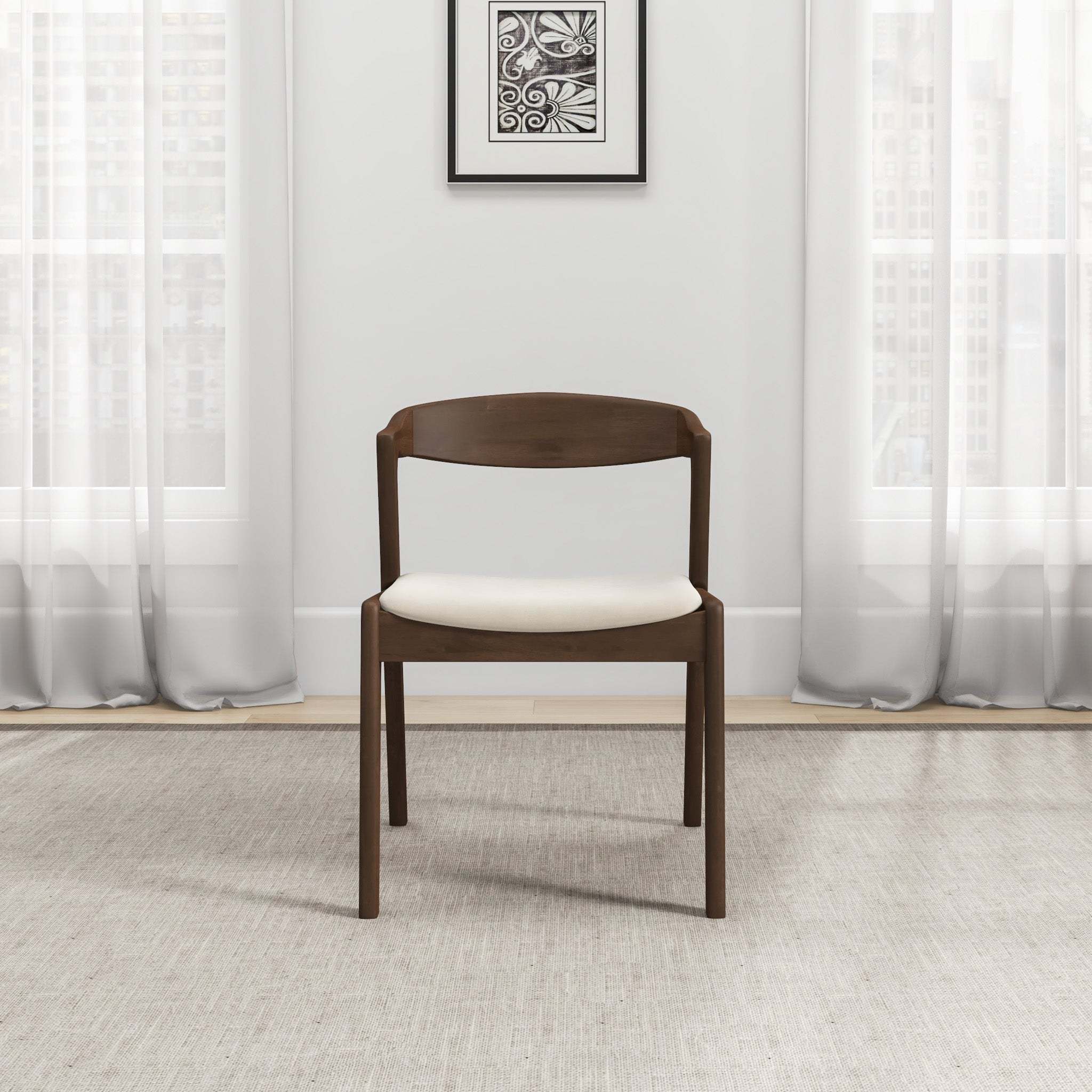 Dakota Solid Wood Cream Velvet Dining Chair (Set Of 2)