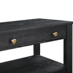 Danielle 2 Drawer Nightstand in Black with Gold Knobs, Modern Oak Veneer Design