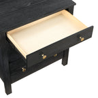 Danielle 2 Drawer Nightstand in Black with Gold Knobs, Modern Oak Veneer Design