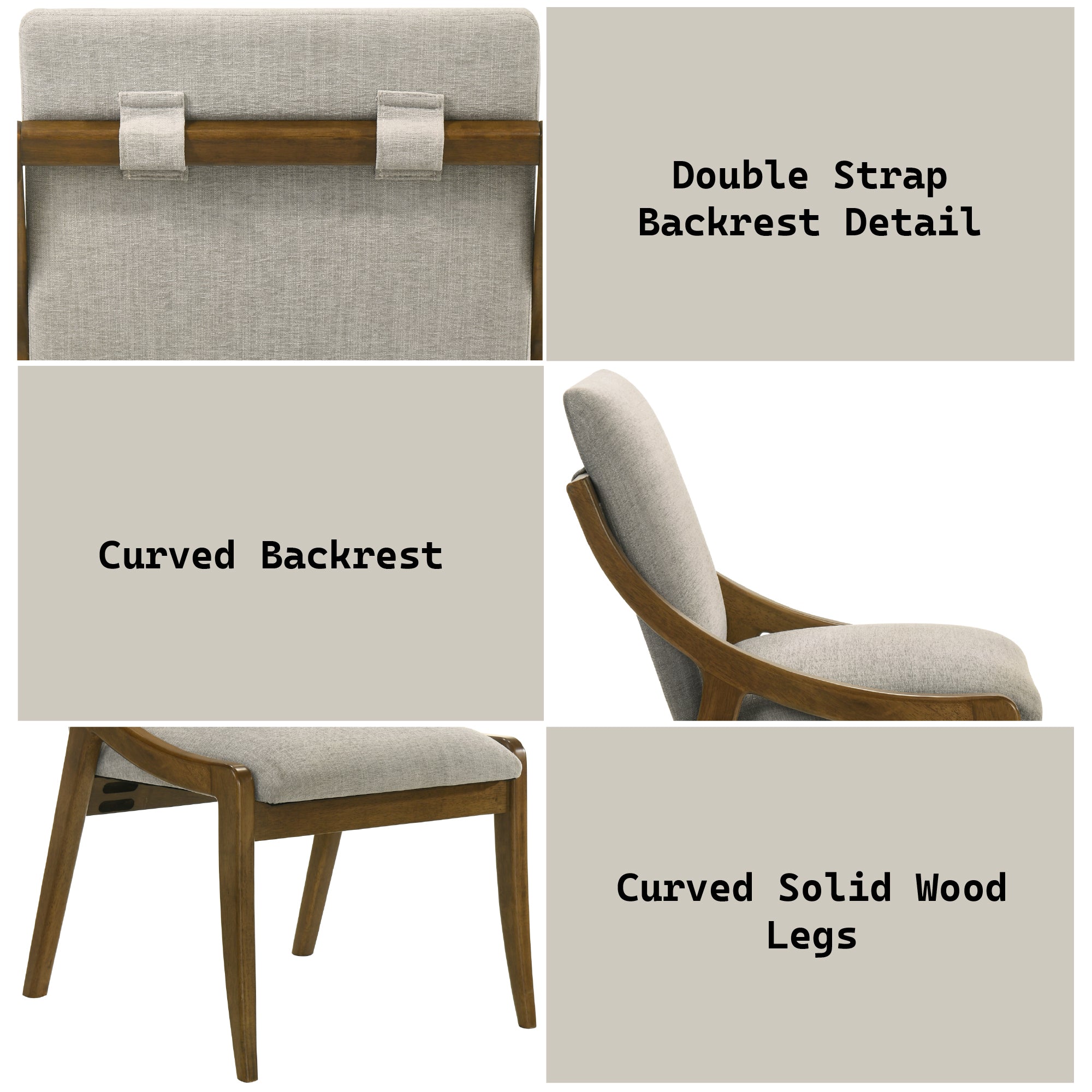 Danzel Gray Chenille & Vintage Oak Side Chair (Set of 2) Dining Chair