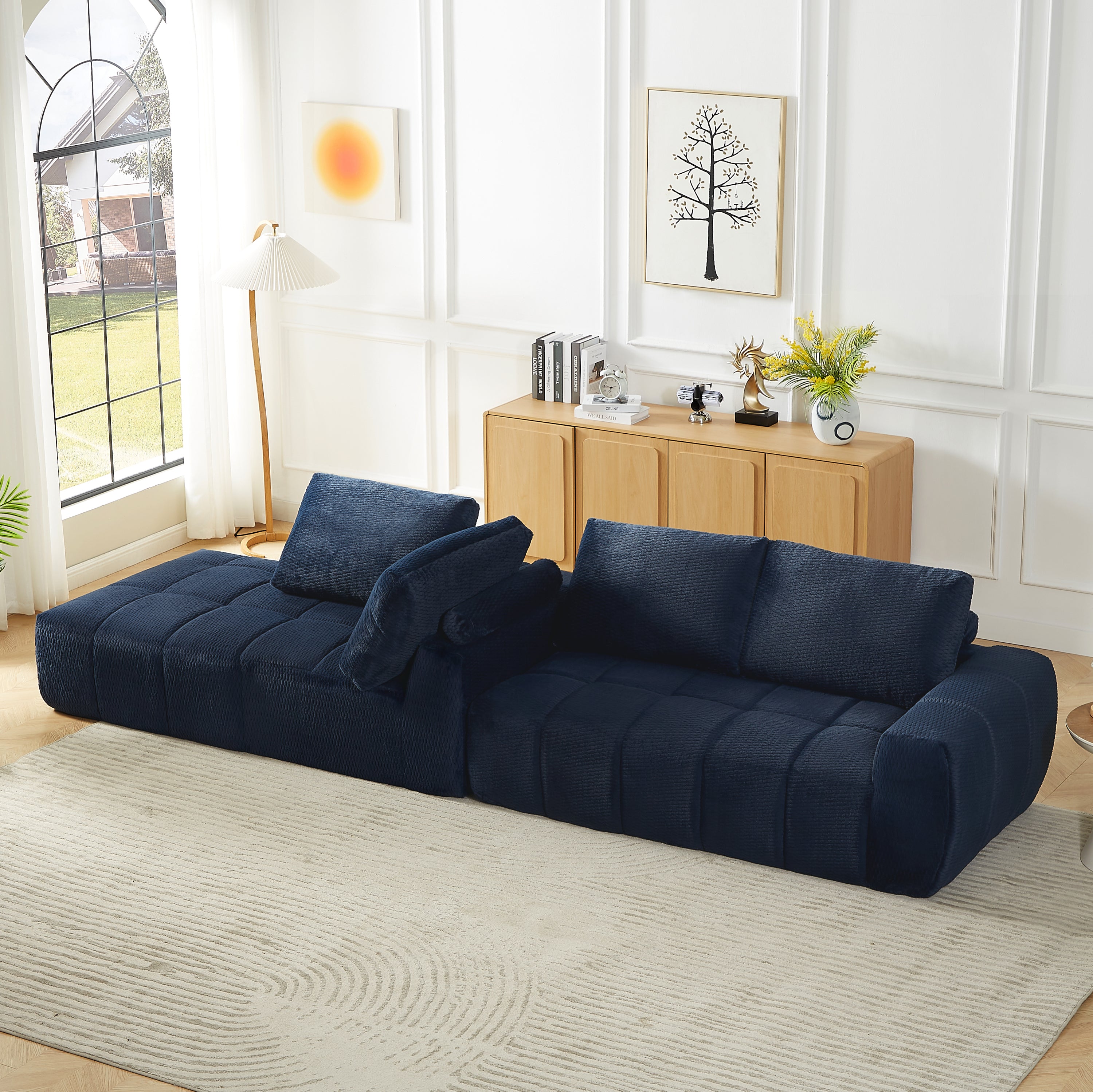 FAUX FUR L-Shape Luxury Sectional Oversized Sofa,Mnimalist Design,Comfy Sleeper Couch for Living Room,Apartment&Reception Spaces,No Assembly Required Sectional Sofa
