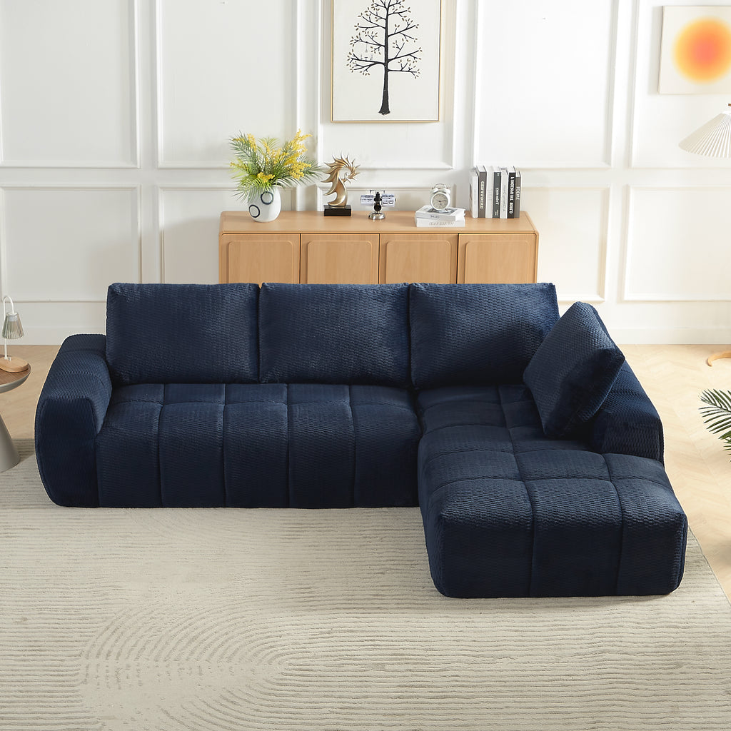 FAUX FUR L-Shape Luxury Sectional Oversized Sofa,Mnimalist Design,Comfy Sleeper Couch for Living Room,Apartment&Reception Spaces,No Assembly Required Sectional Sofa