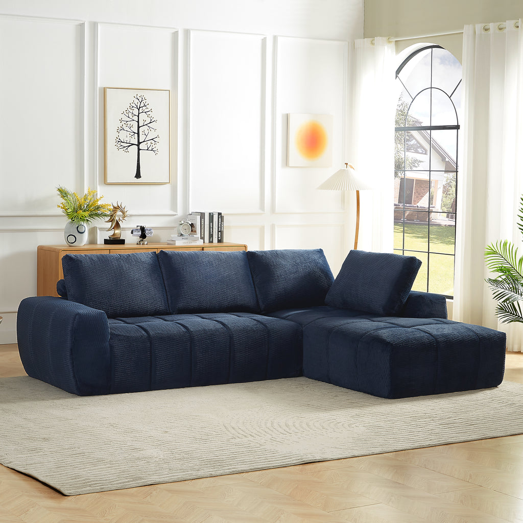 FAUX FUR L-Shape Luxury Sectional Oversized Sofa,Mnimalist Design,Comfy Sleeper Couch for Living Room,Apartment&Reception Spaces,No Assembly Required Sectional Sofa