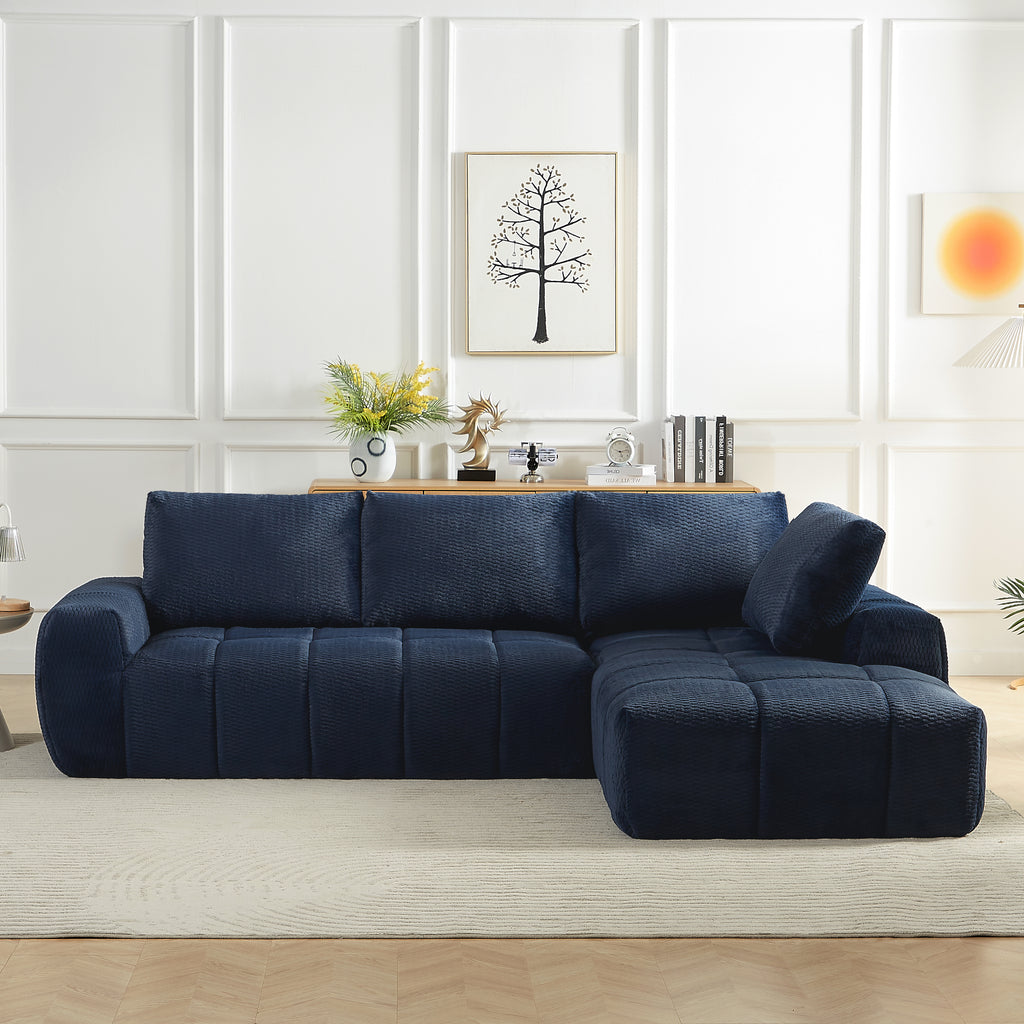 FAUX FUR L-Shape Luxury Sectional Oversized Sofa,Mnimalist Design,Comfy Sleeper Couch for Living Room,Apartment&Reception Spaces,No Assembly Required Sectional Sofa