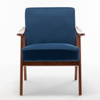 Accent Chair with Velvet Upholstery and Solid Wood Frame, Classic Mid-Century Modern Living Room Furniture for Extra Seating, Dark Blue