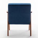 Accent Chair with Velvet Upholstery and Solid Wood Frame, Classic Mid-Century Modern Living Room Furniture for Extra Seating, Dark Blue
