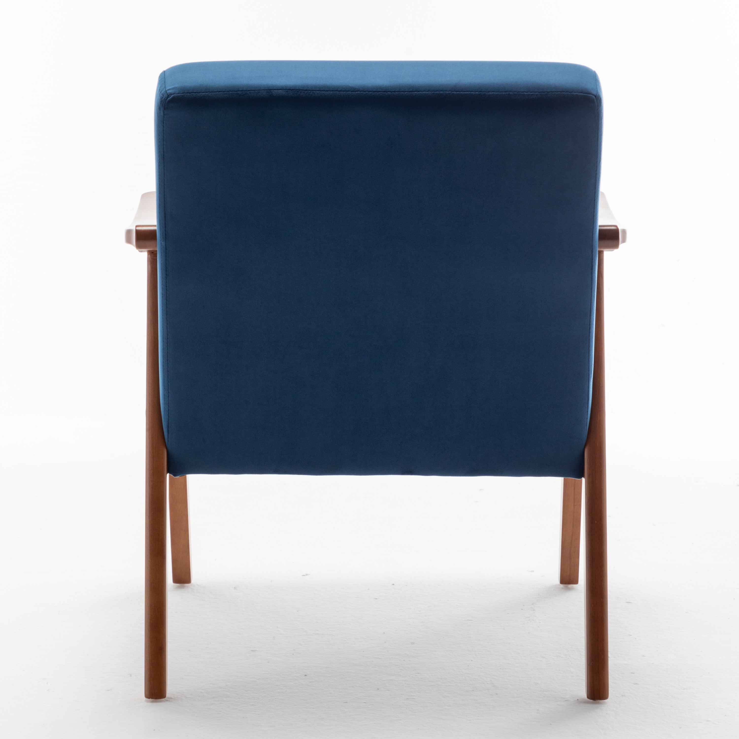 Accent Chair with Velvet Upholstery and Solid Wood Frame, Classic Mid-Century Modern Living Room Furniture for Extra Seating, Dark Blue