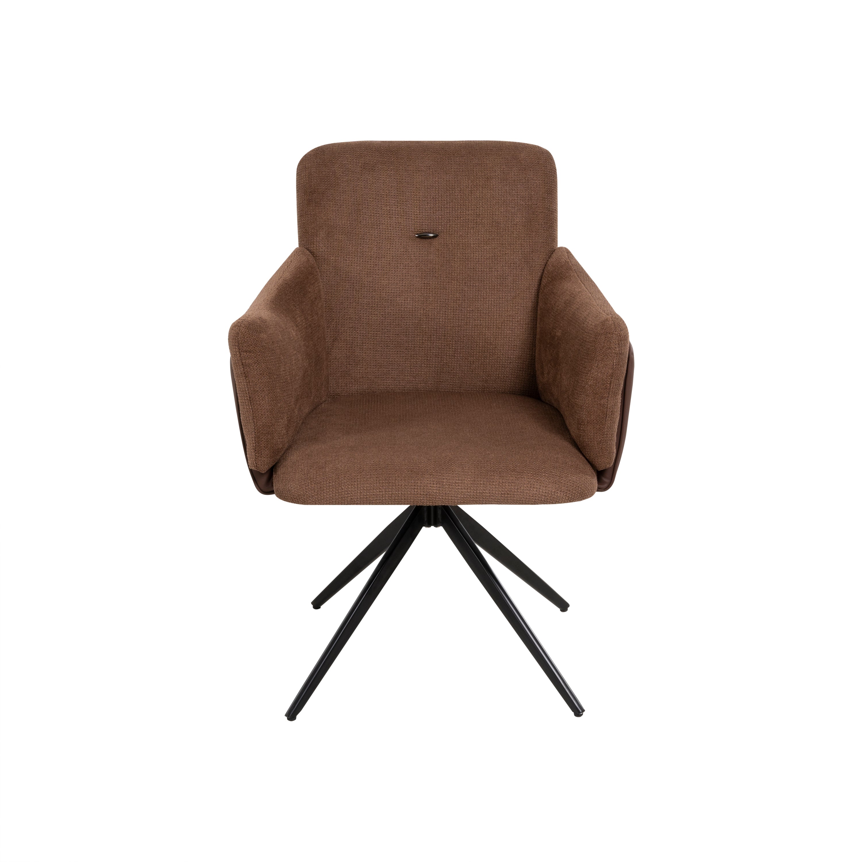 360° Swivel Home Office Desk Chairs Set of 2,Dining Chairs with Arm, Upholstered Bedroom Chairs with Metal Base,Makeup Chair for Vanity, for Living Room, Bedroom,Study Room,Dining Room(Dark Brown)