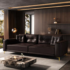 92.1'King Size Pull Out Sofa Bed,3-in-1 Faux Leather Convertible Sleeper Sofa with Ultra Wide Armrests,Tufted Modern Sofa,4-Seater Couch with 2 Pillows for Living Room,Apartment,Office,Dark Brown Sofa