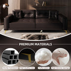 92.1'King Size Pull Out Sofa Bed,3-in-1 Faux Leather Convertible Sleeper Sofa with Ultra Wide Armrests,Tufted Modern Sofa,4-Seater Couch with 2 Pillows for Living Room,Apartment,Office,Dark Brown Sofa