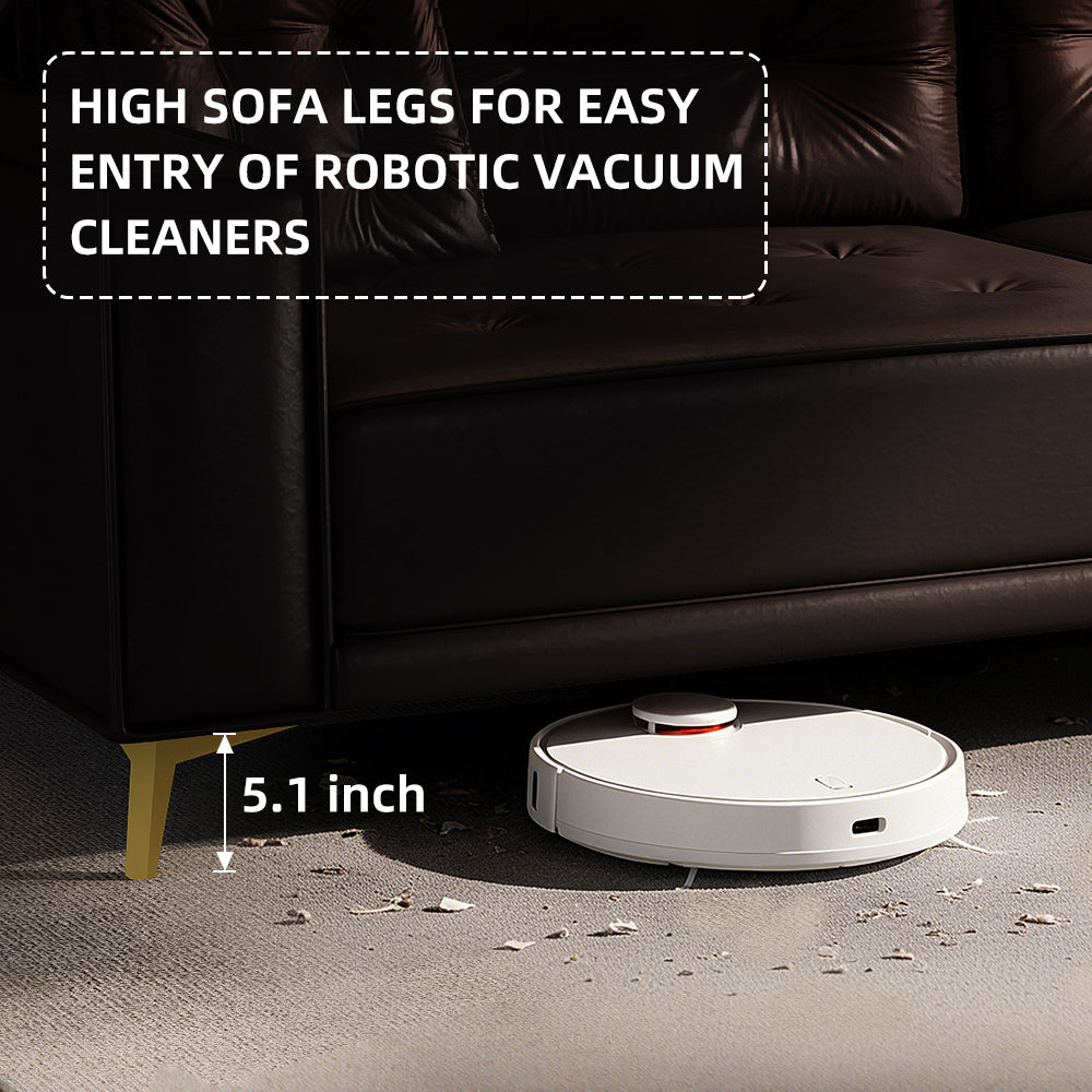 92.1'King Size Pull Out Sofa Bed,3-in-1 Faux Leather Convertible Sleeper Sofa with Ultra Wide Armrests,Tufted Modern Sofa,4-Seater Couch with 2 Pillows for Living Room,Apartment,Office,Dark Brown Sofa