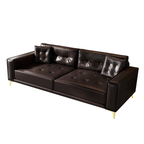 92.1'King Size Pull Out Sofa Bed,3-in-1 Faux Leather Convertible Sleeper Sofa with Ultra Wide Armrests,Tufted Modern Sofa,4-Seater Couch with 2 Pillows for Living Room,Apartment,Office,Dark Brown Sofa
