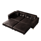 92.1'King Size Pull Out Sofa Bed,3-in-1 Faux Leather Convertible Sleeper Sofa with Ultra Wide Armrests,Tufted Modern Sofa,4-Seater Couch with 2 Pillows for Living Room,Apartment,Office,Dark Brown Sofa