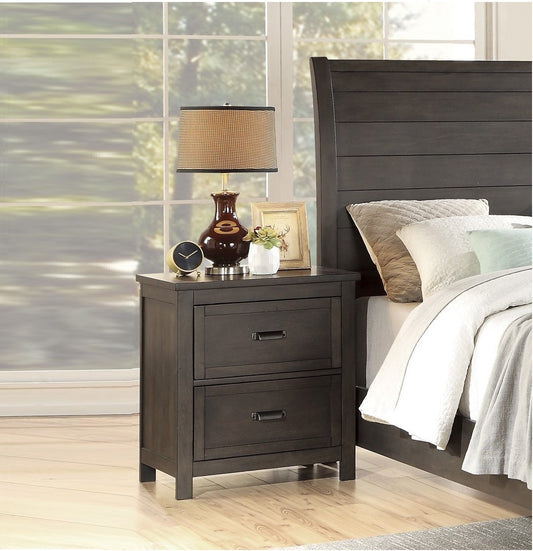 Transitional Style Bedroom Furniture 1pc Nightstand of 2 Drawers Dark Cherry Finish Wood