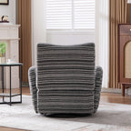 Modern Style 360° Swivel Leisure Chair Fabric Striped Armrest Swivel Chair with sand-rimmed fabric and metal bracket, suitable for living room, balcony and bedroom Accent Chair
