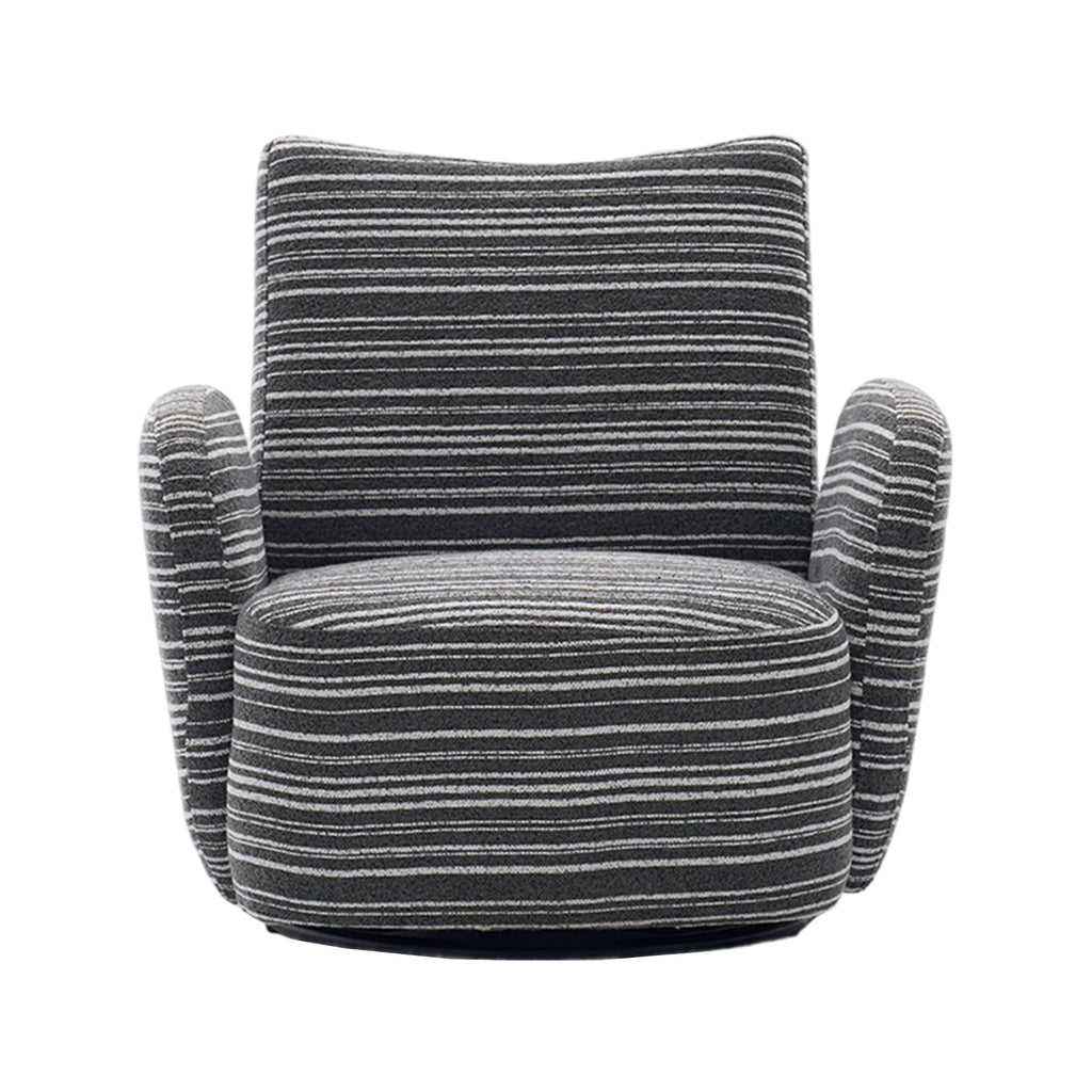 Modern Style 360° Swivel Leisure Chair Fabric Striped Armrest Swivel Chair with sand-rimmed fabric and metal bracket, suitable for living room, balcony and bedroom Accent Chair