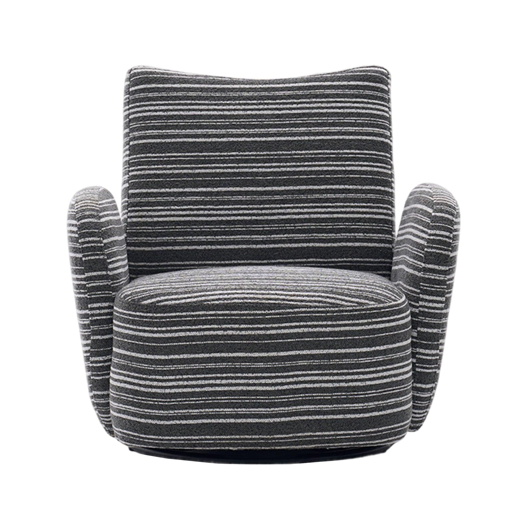 Modern Style 360° Swivel Leisure Chair Fabric Striped Armrest Swivel Chair with sand-rimmed fabric and metal bracket, suitable for living room, balcony and bedroom Accent Chair