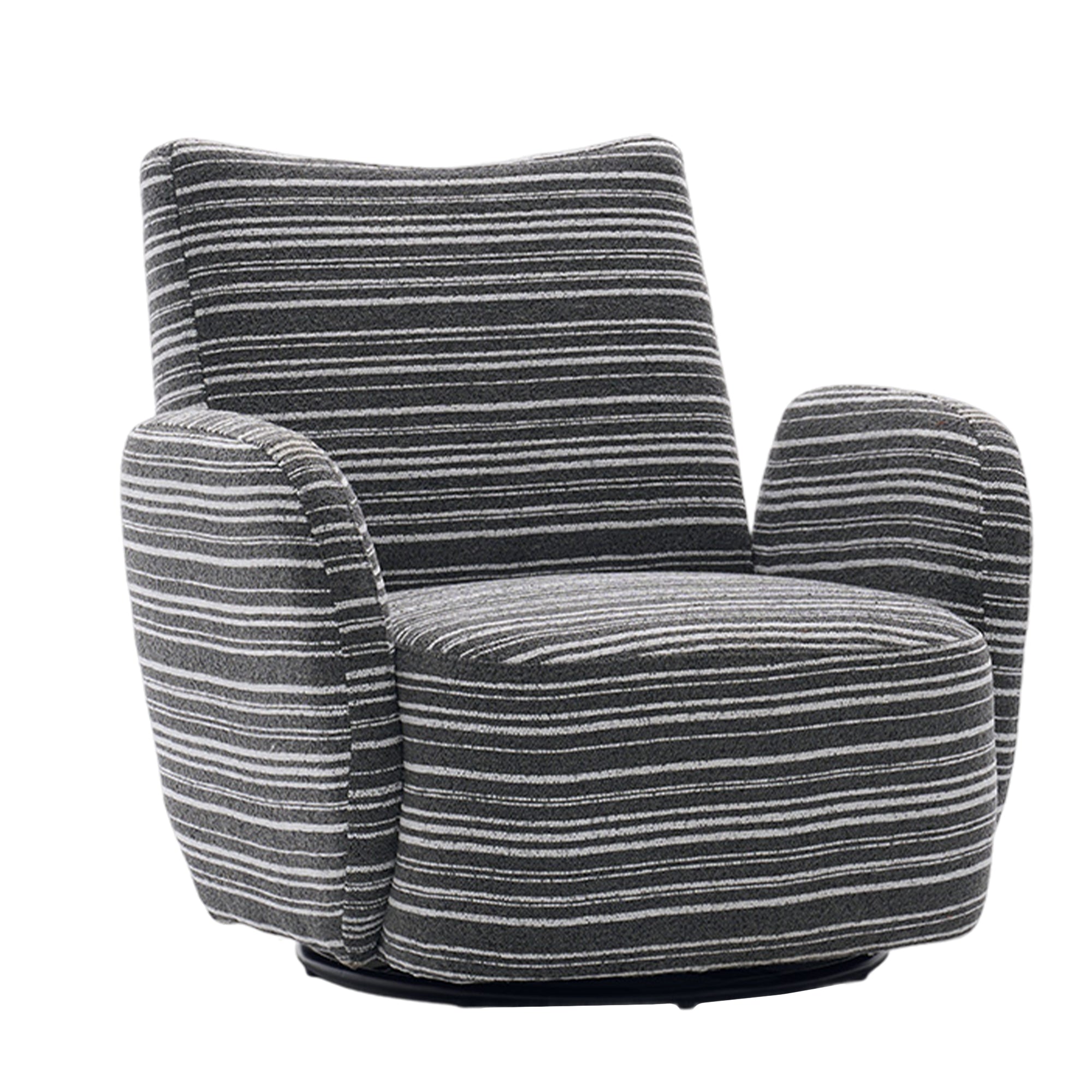 Modern Style 360° Swivel Leisure Chair Fabric Striped Armrest Swivel Chair with sand-rimmed fabric and metal bracket, suitable for living room, balcony and bedroom Accent Chair